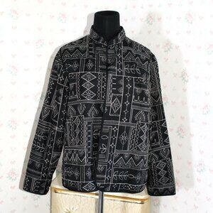 Alfred Dunner Lightweight Open Black Embroidered Jacket Blazer, 8P